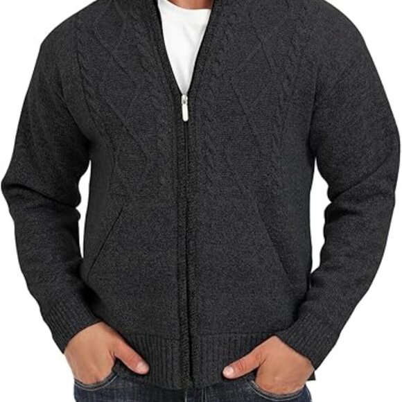 Men's Cardigan Knitted Full Zipper Cardigan Sweaters(XL) - Picture 9 of 10